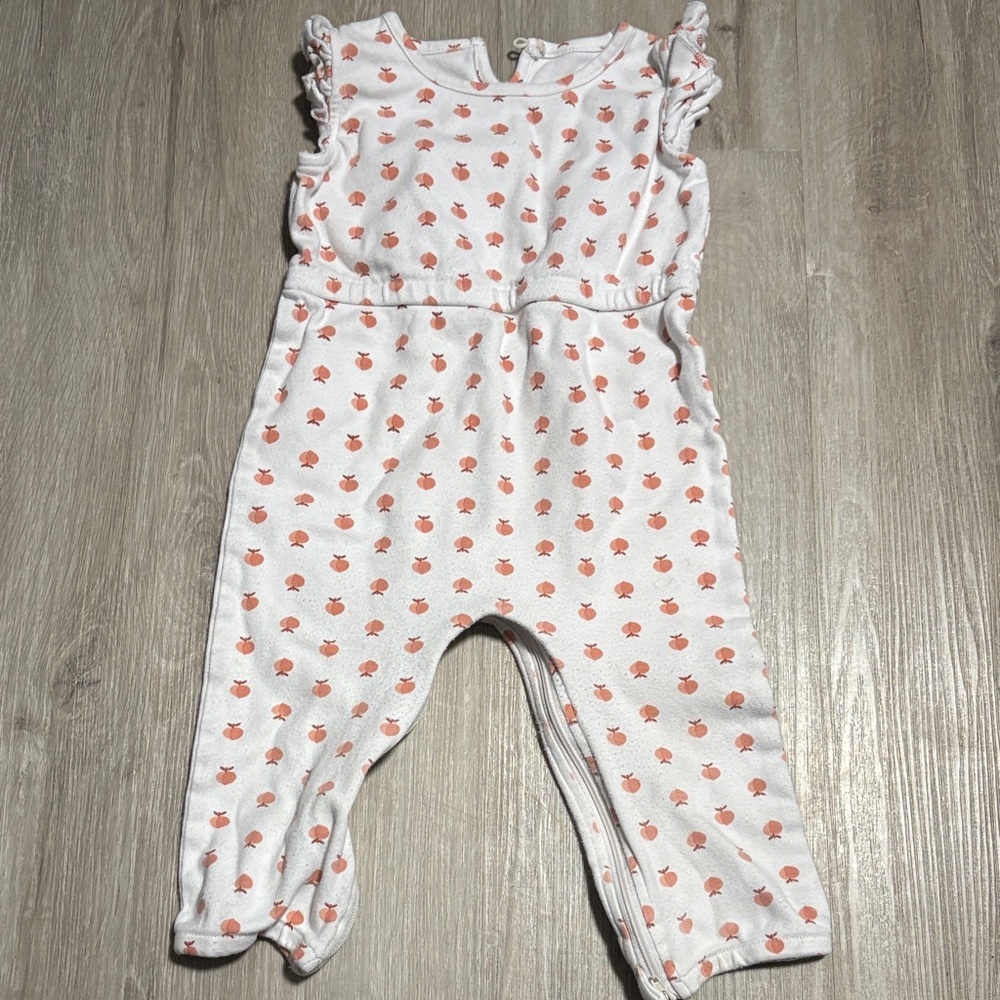 Silkberry Charming White Romper with Peach Print